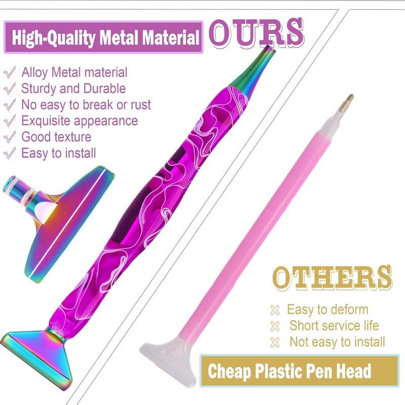 Heyseri Diamond Art Pens, 14pcs Diamond Painting Pen Accessories Tools Set, Stainless Steel Metal Pen Tips, Ergonomic Art Drill Pens, Comfort Grip and Faster Drilling - Image 3